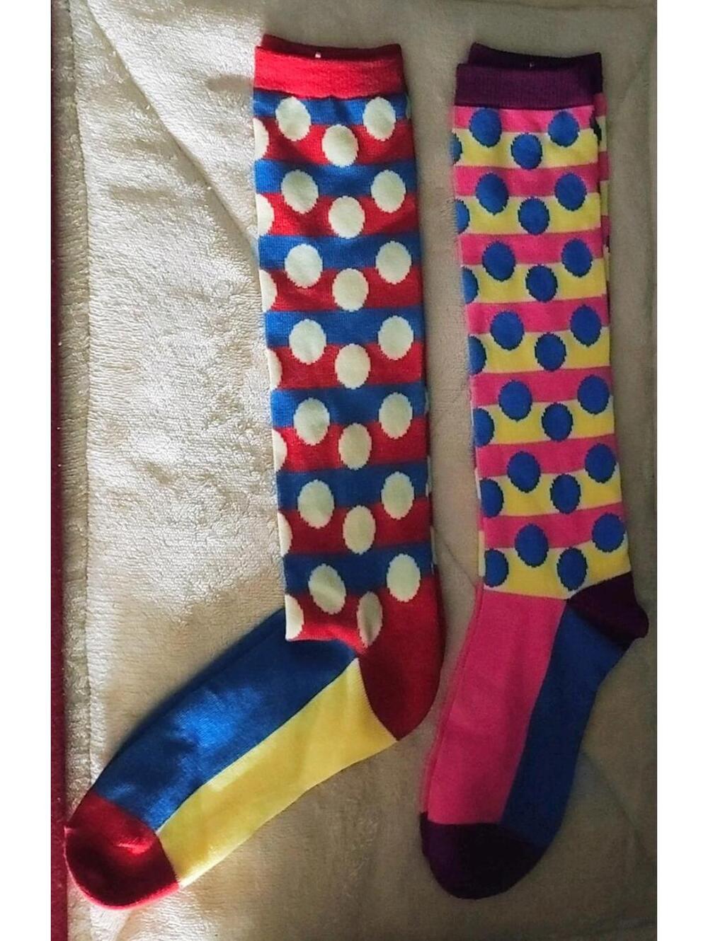 TWO PAIR OF FUN POKA DOTTED SOCKS Light  Compression/ KNEE HIGH COLORFUL